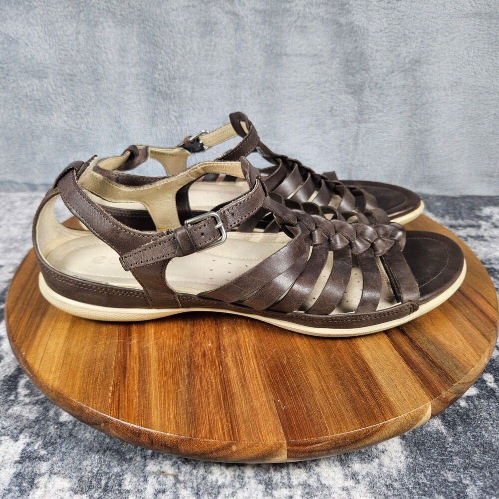 Ecco Sandals Flash Size 41 US 10.5 Brown Leather Strappy Comfort Gladiator Shoes